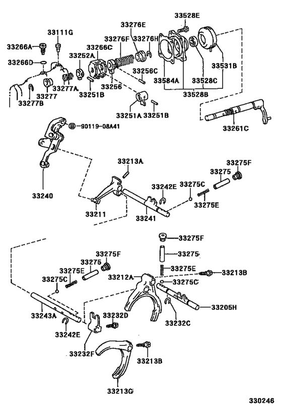 Gear Shift Fork & Lever Shaft (Mtm)