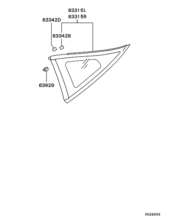 Qtr window glass & moulding