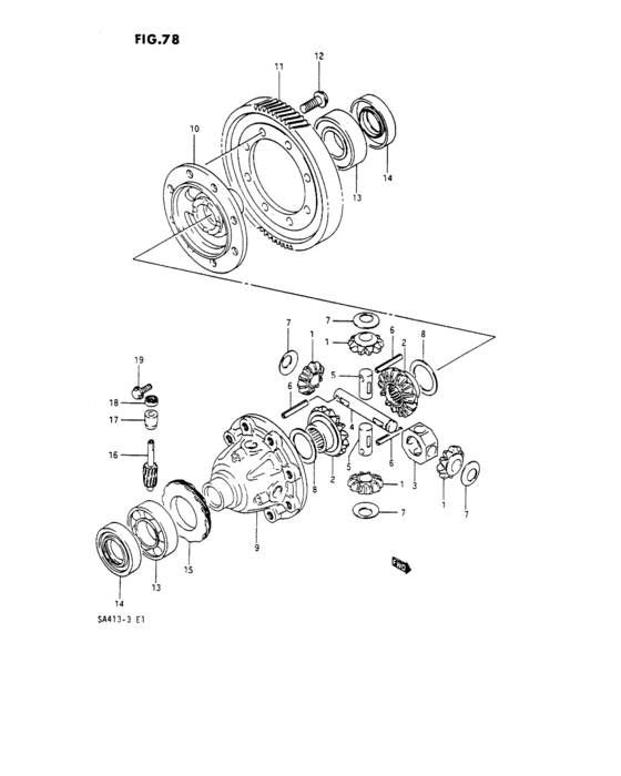 Differential gear and speedometer gear