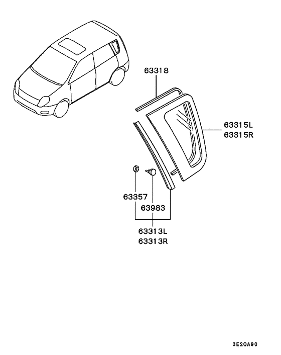 Qtr window glass & moulding