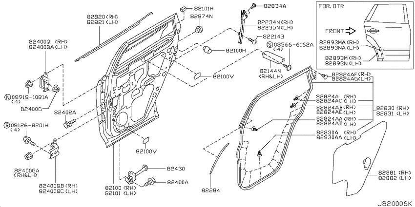 Rear door panel & fitting