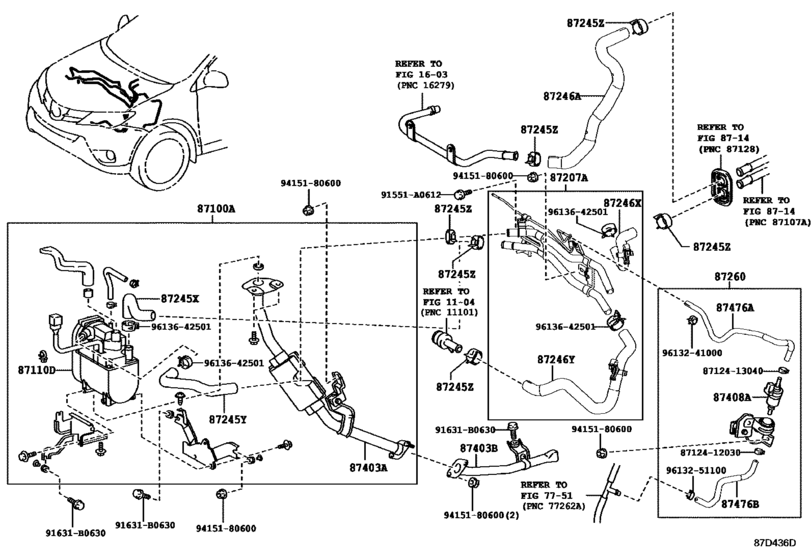 Heating & Air Conditioning - Water Piping for 2013 - 2015 Toyota RAV4 ...