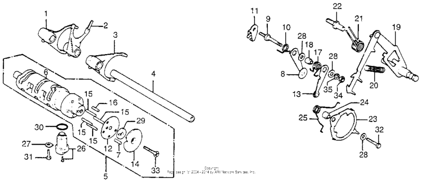 Gearshift drum + spindle