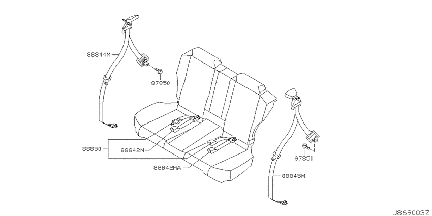 Rear seat belt