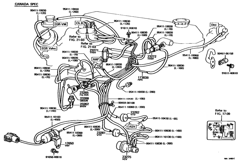 Vacuum Piping for 1977 - 1980 Toyota CELICA RA42 | U.S.A. sales region ...