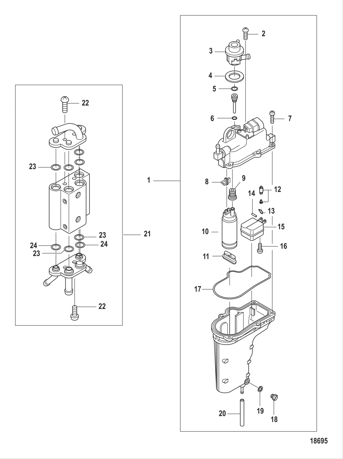 Fuel Rail And Vapor Separator Components