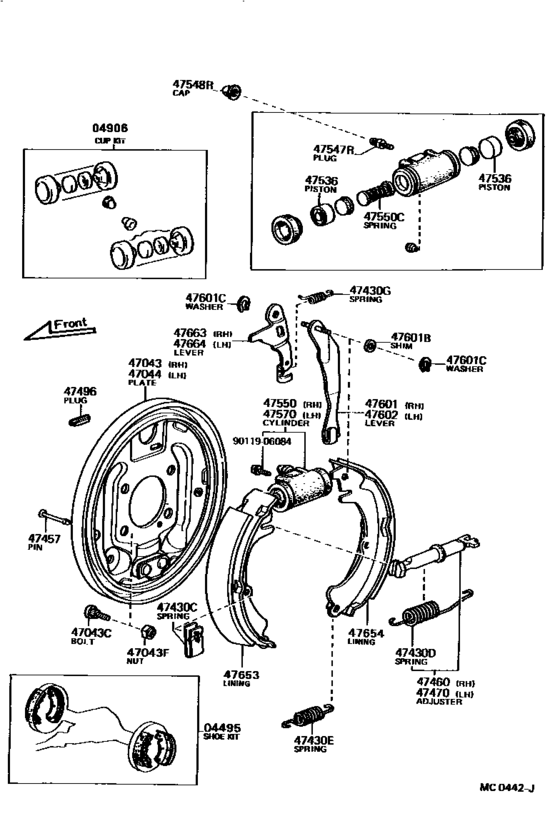 Rear Drum Brake Wheel Cylinder & Backing Plate