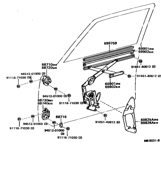 Front Door Window Regulator & Hinge