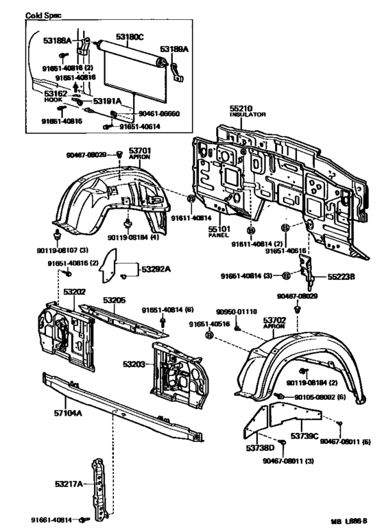 Front Fender Apron & Dash Panel