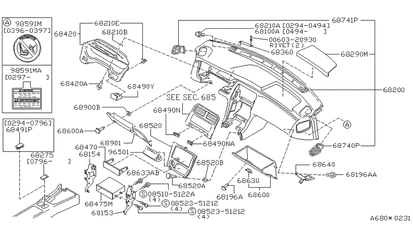 Instrument panel, pad & cluster lid