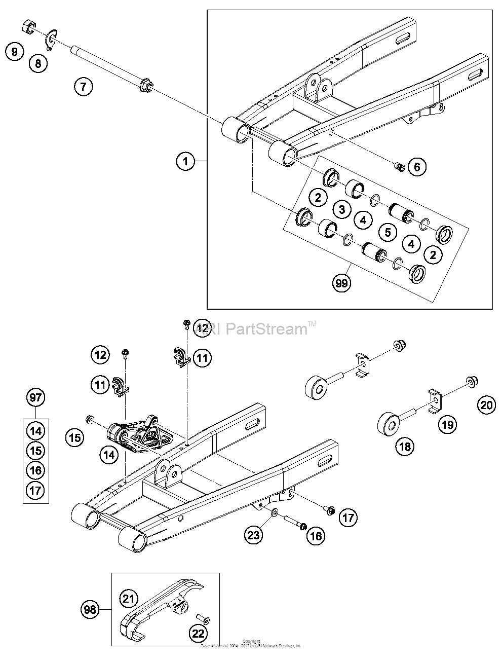 Swing Arm для KTM 50, год: 2017. OEM запчасти - Мегазип (регион продаж -  US/EU, ,18096474-940198)