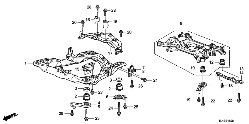 Front sub frame/rear beam