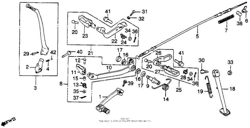 Pedal + step + kick starter arm