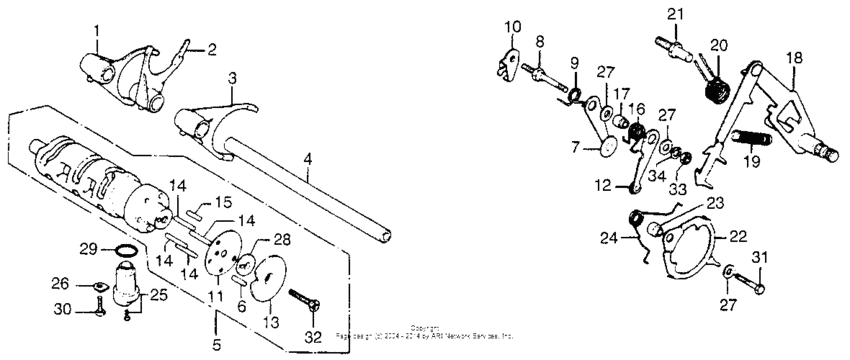 Gearshift drum + spindle