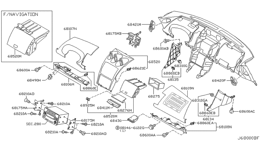 Instrument panel, pad & cluster lid