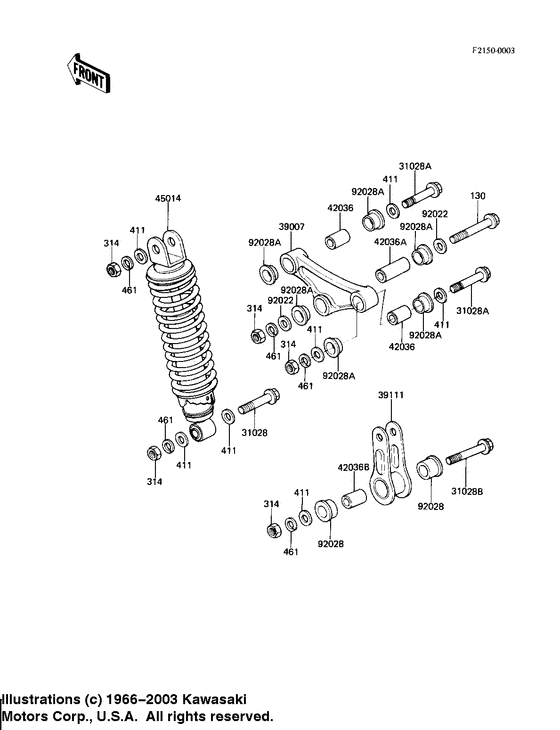 Rear suspension/shock absorber