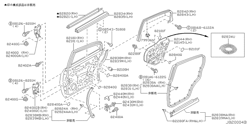 Rear door panel & fitting