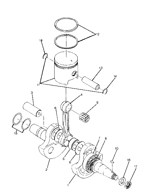 Crankshaft and piston assembly