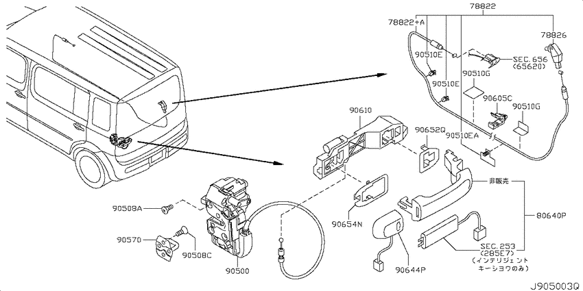 Back door lock & handle