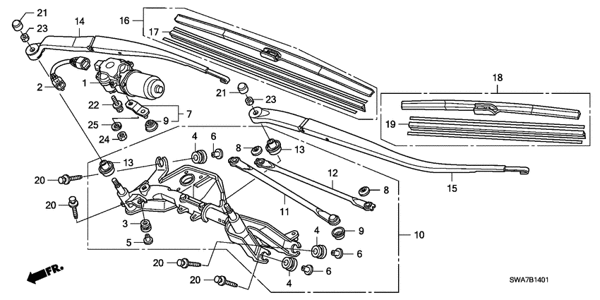 Front windshield wiper
