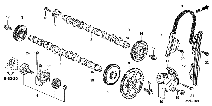 Camshaft/cam chain