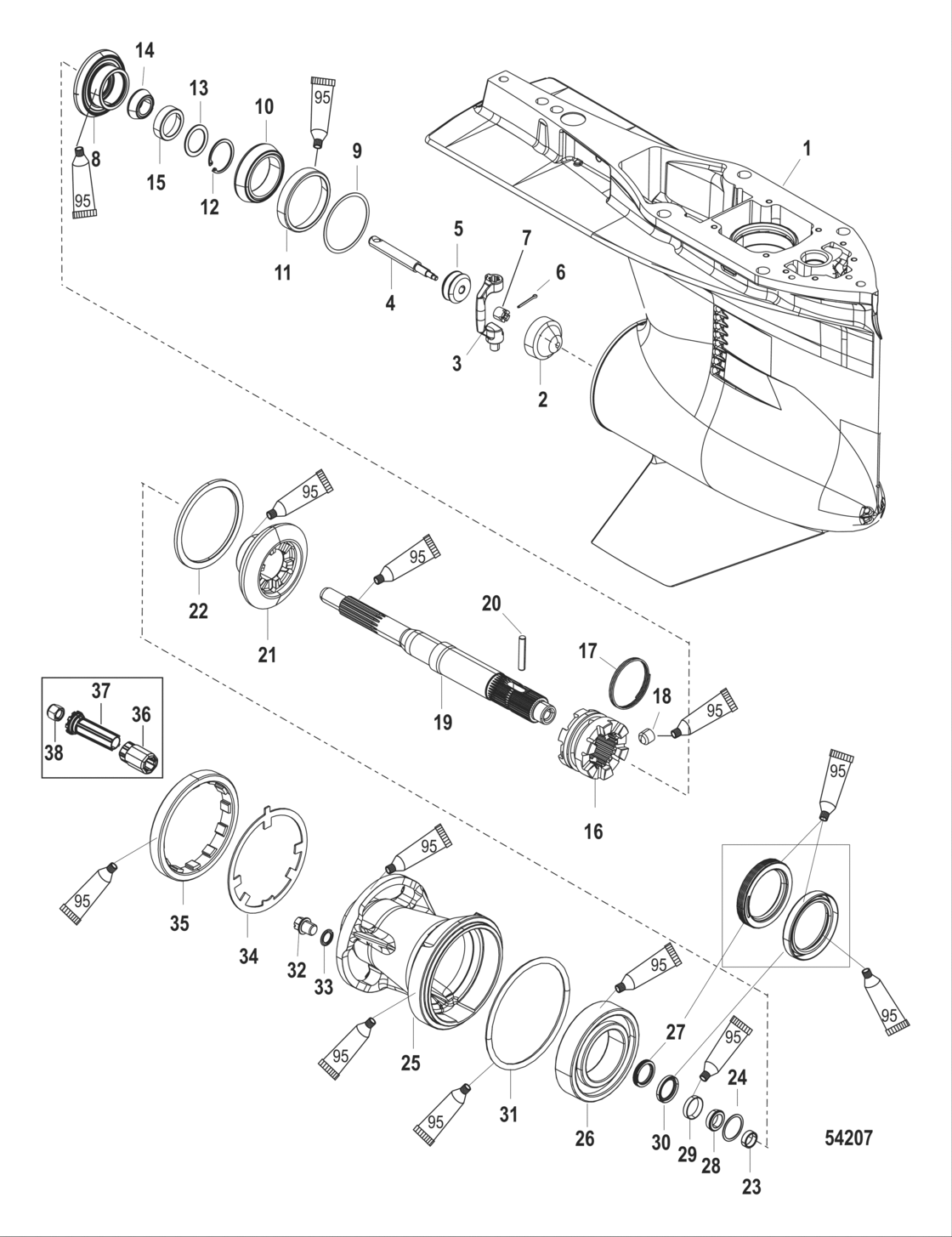 Gear Housing Propeller Shaft - Standard Rotation