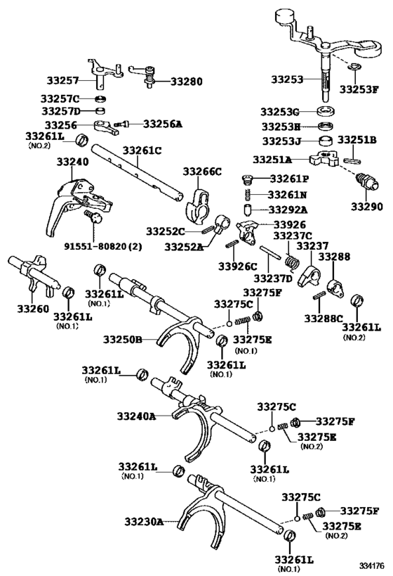 Gear Shift Fork & Lever Shaft (Mtm)