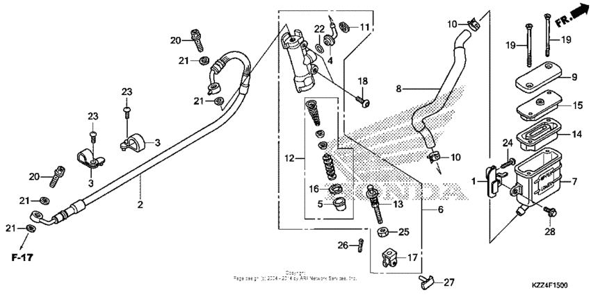 Rear brake master cylinder