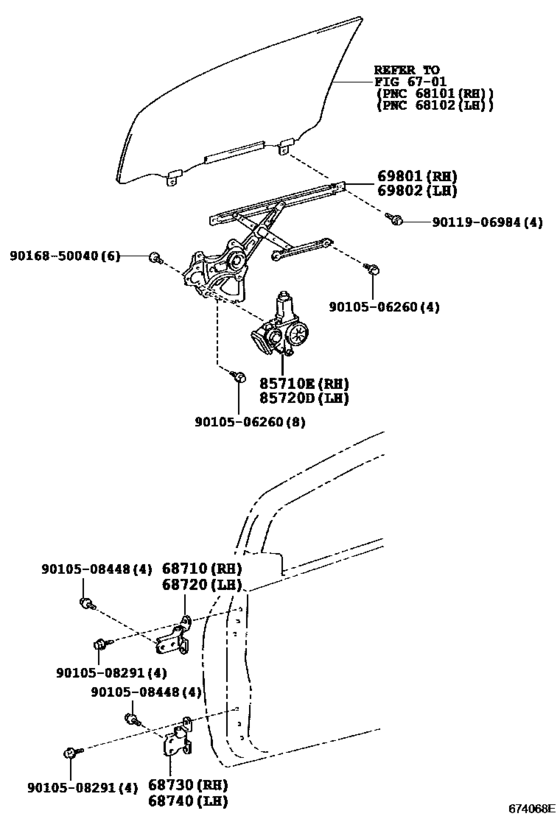 Front Door Window Regulator & Hinge