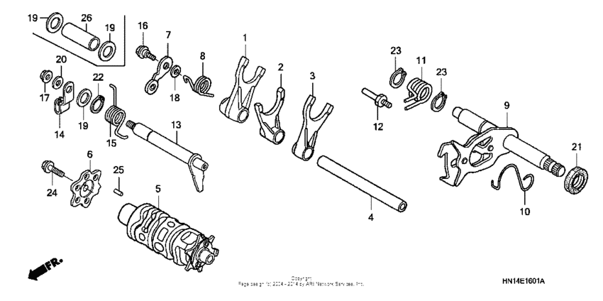 Shift drum + shift fork ('05-'06)