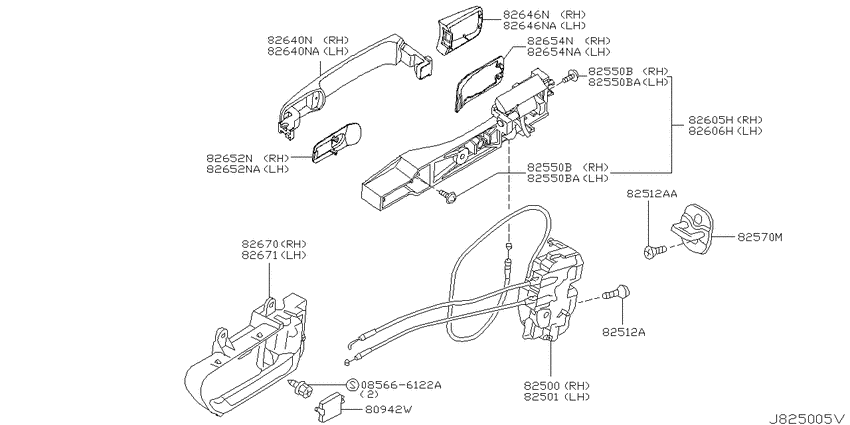 Rear door lock & handle