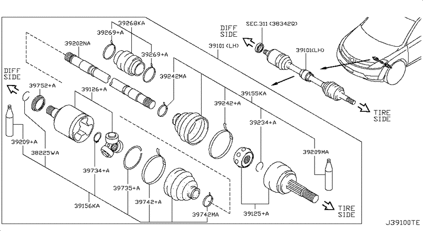 Front drive shaft (ff)