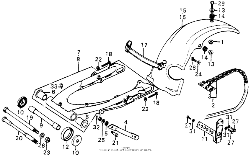 Swingarm + rear fender m1-76