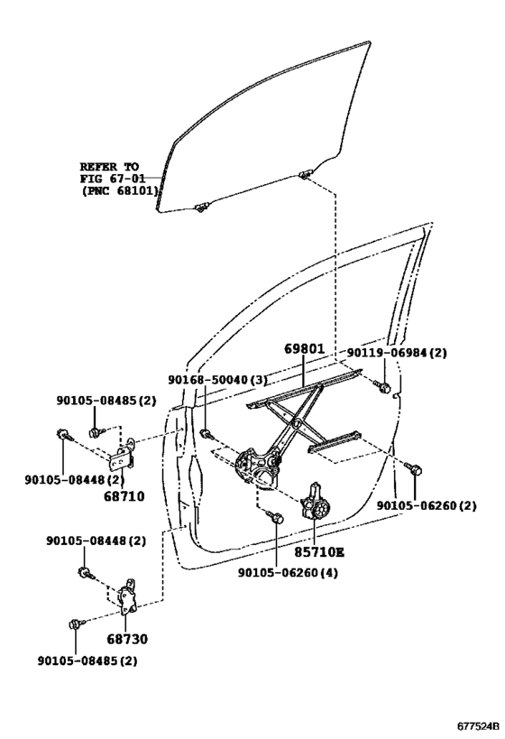 Front Door Window Regulator & Hinge