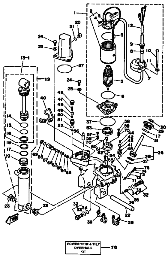 Power trim tilt component parts
