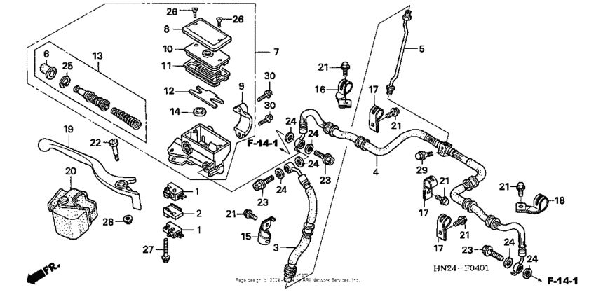 Front brake master cylinder (trx500fa/fga'05)