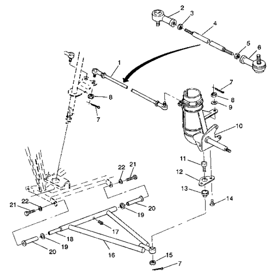 Steering/a-arm assembly