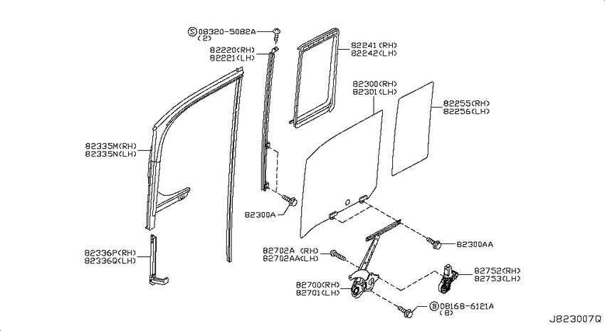 Rear door window & regulator