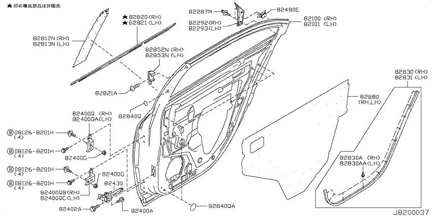 Rear door panel & fitting