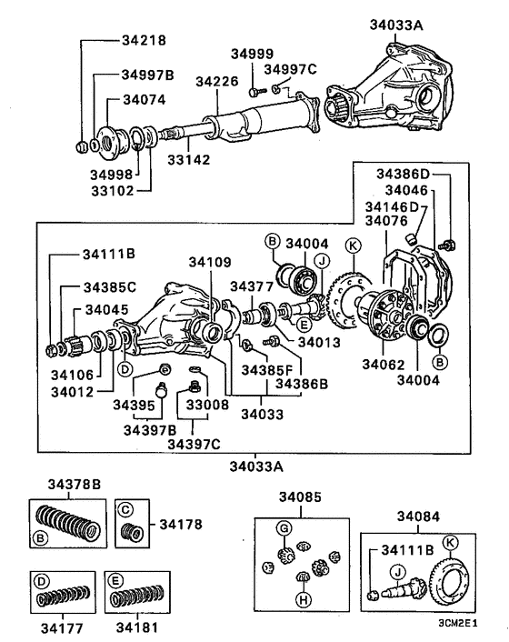 Rear axle differential