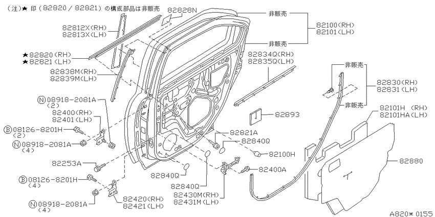 Rear door panel & fitting