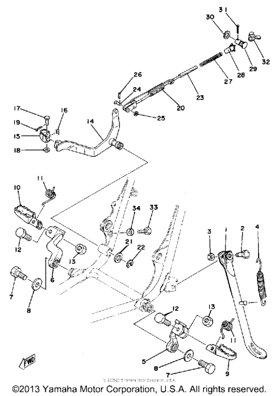Stand-footrest-brake pedal
