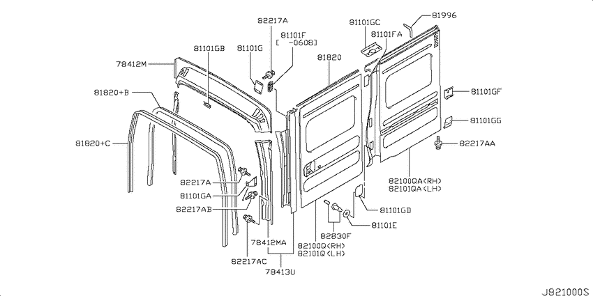 Slide door panel & fitting