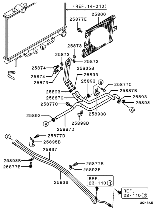 A/t oil cooler & tube