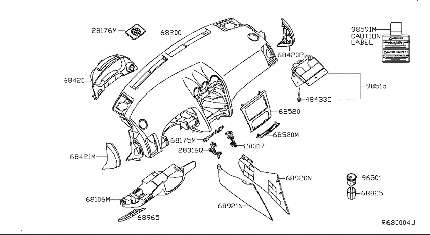 Instrument panel, pad & cluster lid