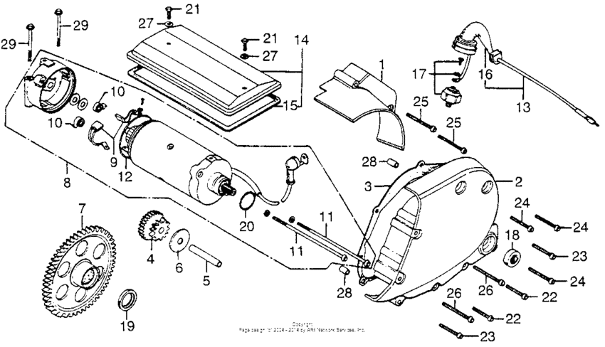 Starter motor + crankcase cover