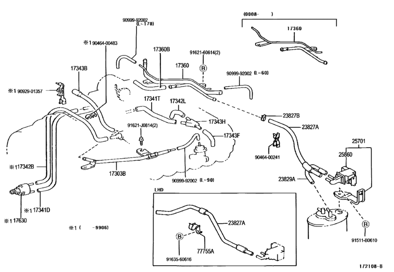 Vacuum Piping for 1996 - 2002 Toyota LAND CRUISER PRADO VZJ90 | Europe ...