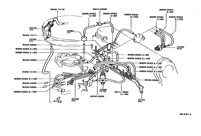 Vacuum Piping for 1983 - 1986 Toyota CORONA FR ST141 | Europe sales ...