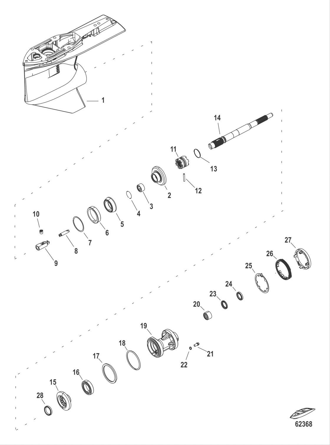 Gear Housing, Propeller Shaft 2.07:1 Standard Rotation
