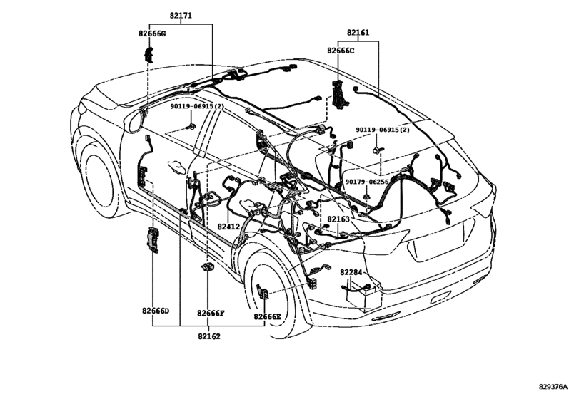 Wiring & Clamp for 2014 2017 Toyota HARRIER AVU65 Japan sales